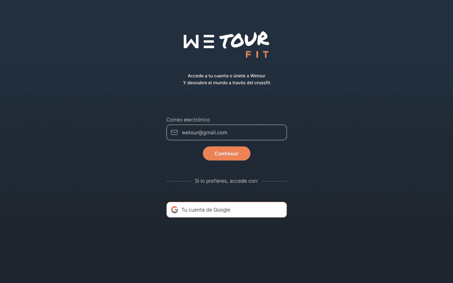 Welcome screen — desktop