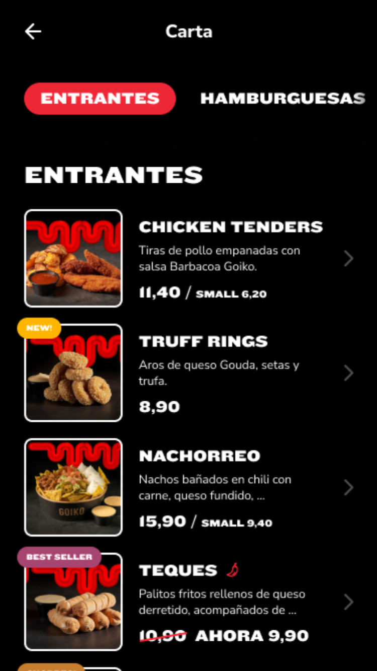 Product list — mobile