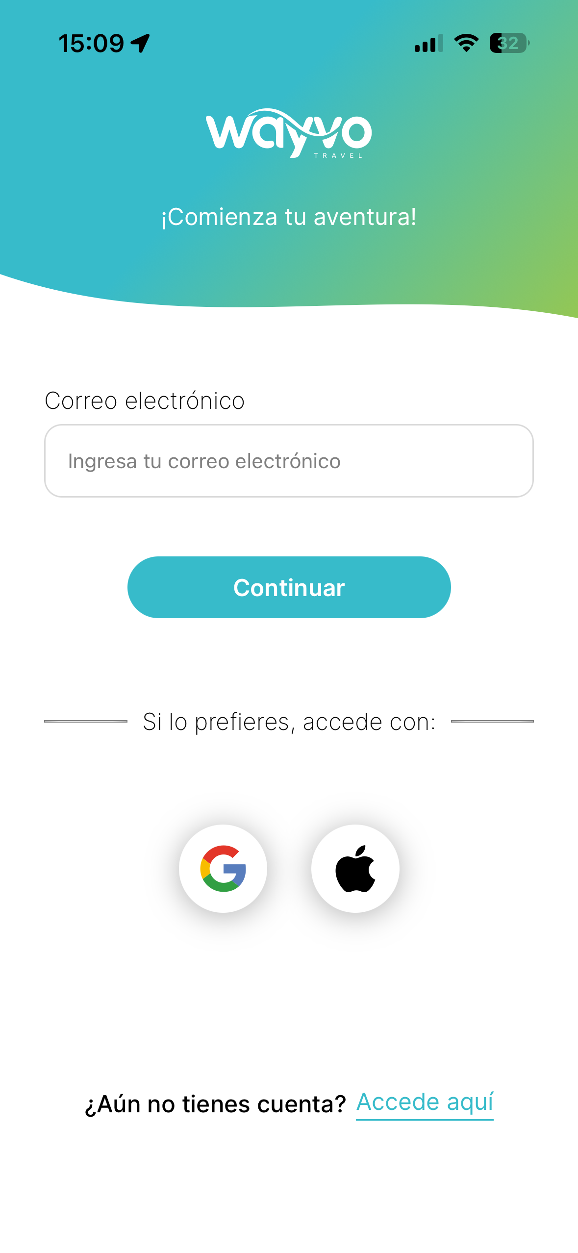 Welcome screen — mobile